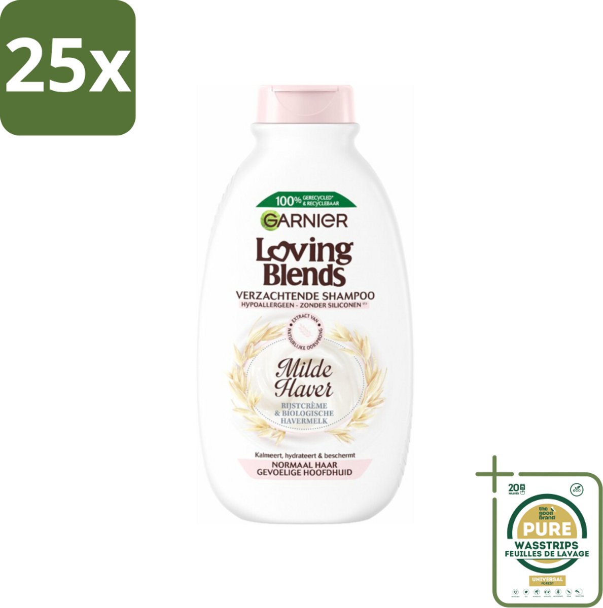 25 x Garnier Loving Blends Milde Haver Shampoo 300 ml - Grootverpakking - Milde Haver Shampoo - Hypoallergene Shampoo - Gevoelige Hoofdhuid - Kalmerende Shampoo - Hydraterende Shampoo