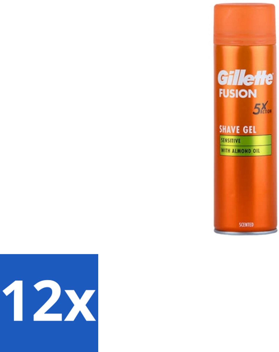 12 x Gillette Fusion 5 Scheergel - Ultra Sensitive - 200 ml - Scheergel - Gevoelige Huid - Scheren - Comfort - Irritatie