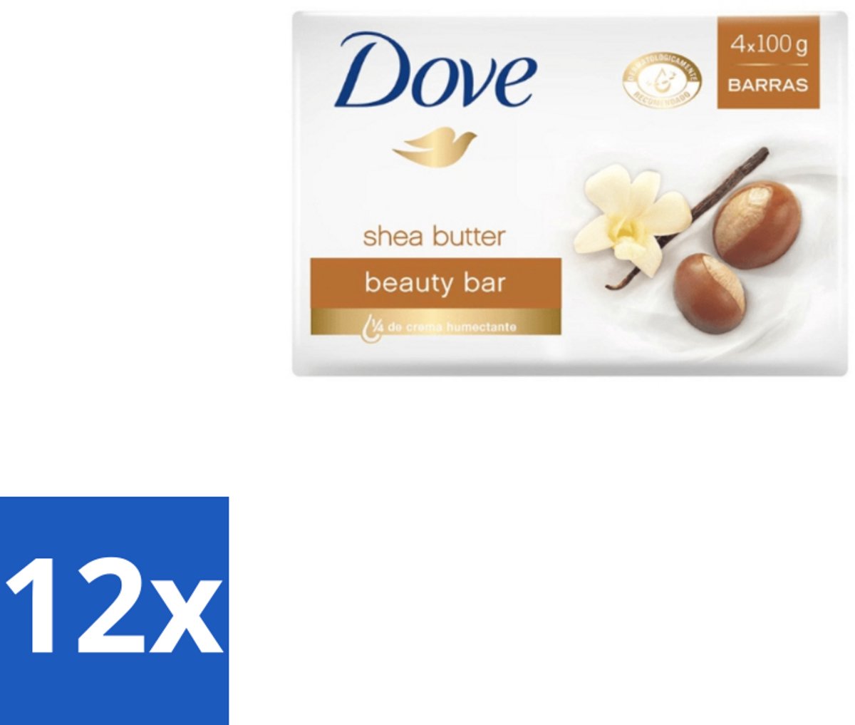 12 x Dove – Zeep – Sheabutter – 4 x 90 g - Zeep Sheabutter - Huid Verzorging - Zachte Huid - Droge Huid - Mild Reinigen