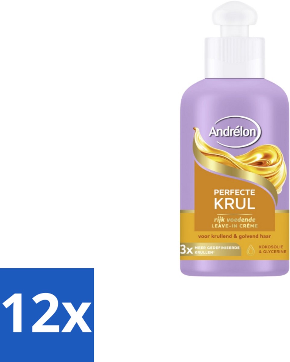 12 x Andrélon – Leave-In Crème – Perfecte Krul – 200 ml - Krullen Verzorgen - Krullen Definiëren - Krullen Voeden - Krullen Hyderaten - Krullen Pluis Verminderen