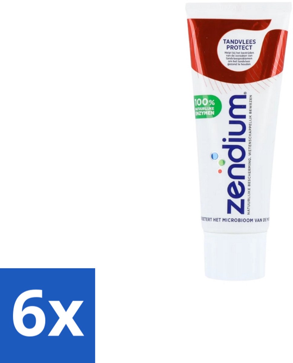 6 x Zendium – Tandpasta – Tandvlees Protect – 75 ml - Tandvleesbescherming - Gevoelig Tandvlees - Natuurlijke Tandpasta - Mondgezondheid - Fluoride