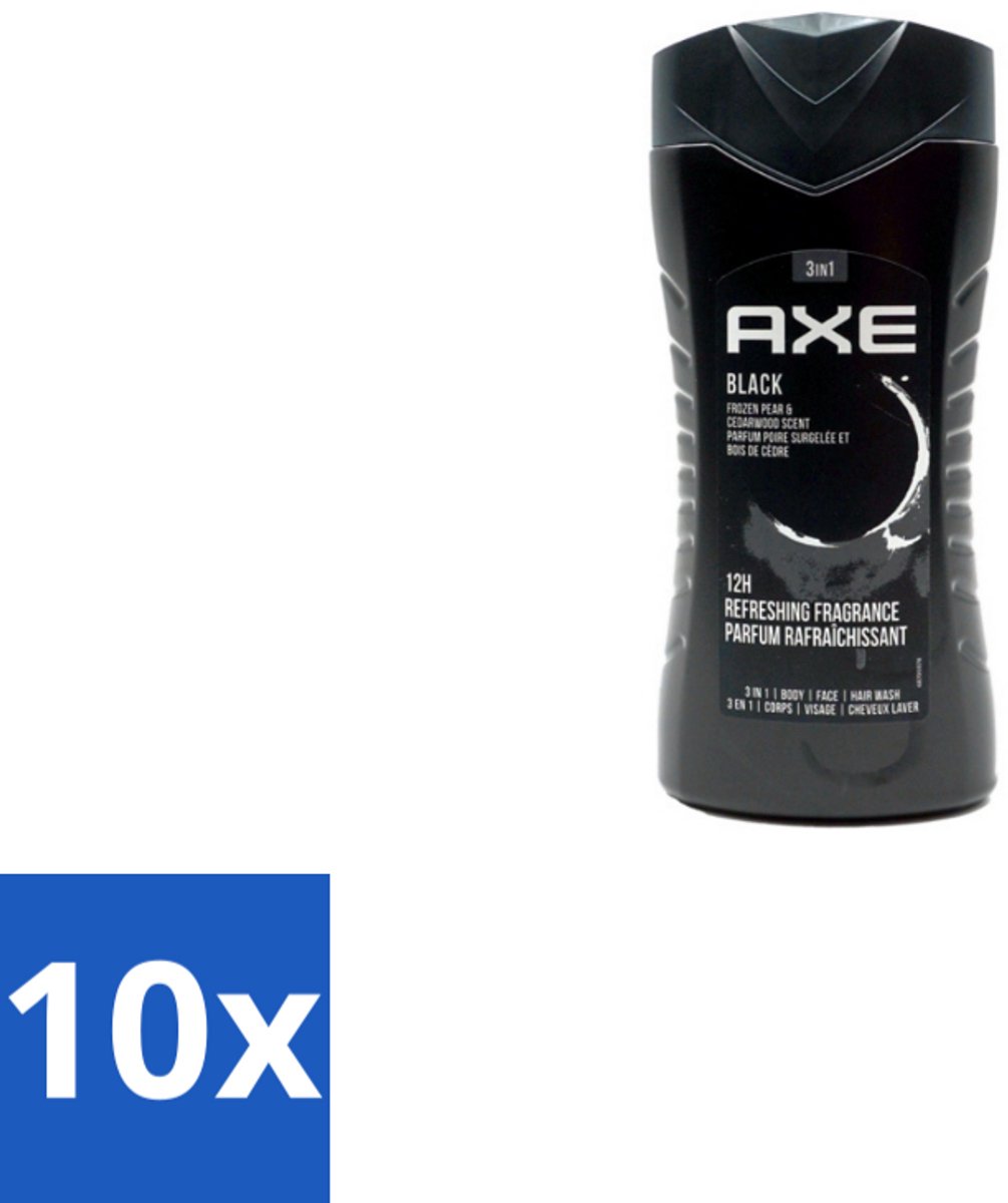 Axe – Douchegel – Black – Houtachtig & Fris - 250 ml - Bulkverpakking - 10 stuks