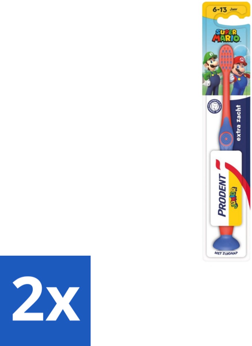 2 x Prodent – Tandenborstel – Super Mario – 6+ jaar - Tandenborstel Voor Kinderen - Super Mario Tandenborstel - Tandenpoetsen Voor Kinderen - Kindertandenborstel - Tandenborstel 6+ Jaar