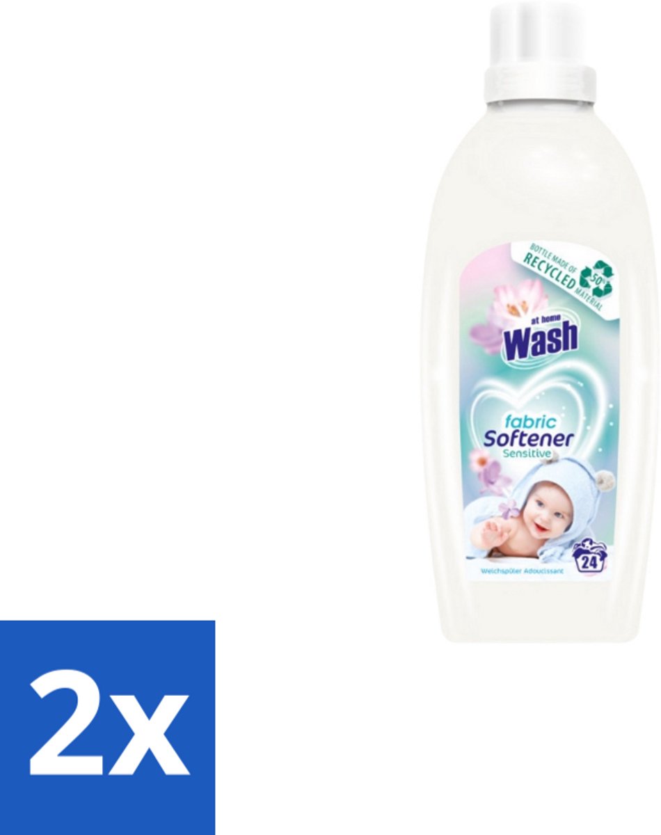 2 x At Home Wash – Wasverzachter Sensitive – Voor Babykleding – 750 ml - Wasverzachter Voor Babykleding - Wasverzachter Voor Gevoelige Huid - Hypoallergene Wasverzachter - Wasverzachter Voor Peuters - Wasverzachter Voor Kinderen