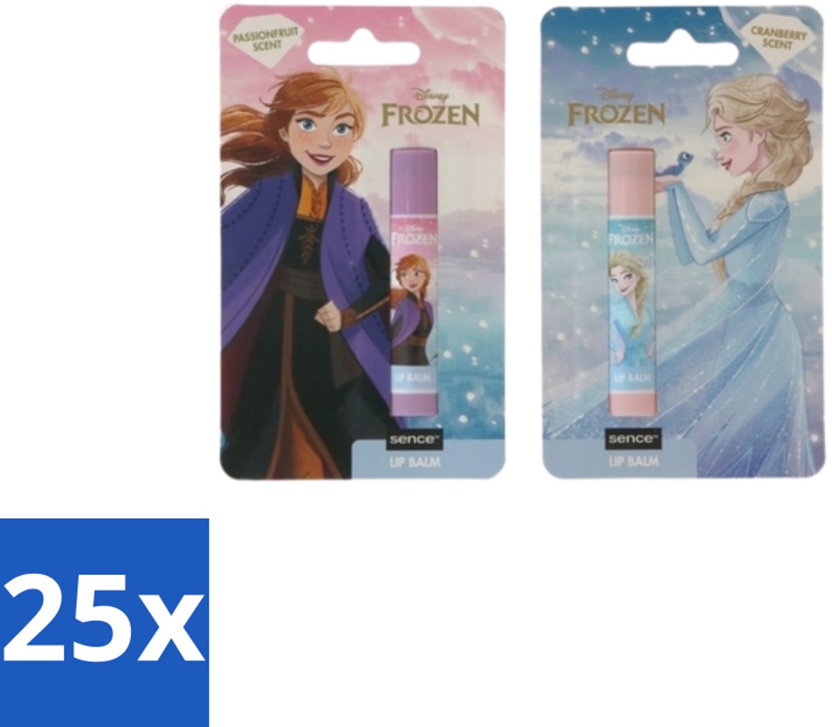 25 x Disney Frozen – Lippenbalsem – Blueberry & Passionfruit – Verzorgend - Disney Frozen Lippenbalsem - Lippenbalsem Elsa - Lippenbalsem Anna - Lippenbalsem Voor Kinderen - Lippenbalsem Voor Jongeren