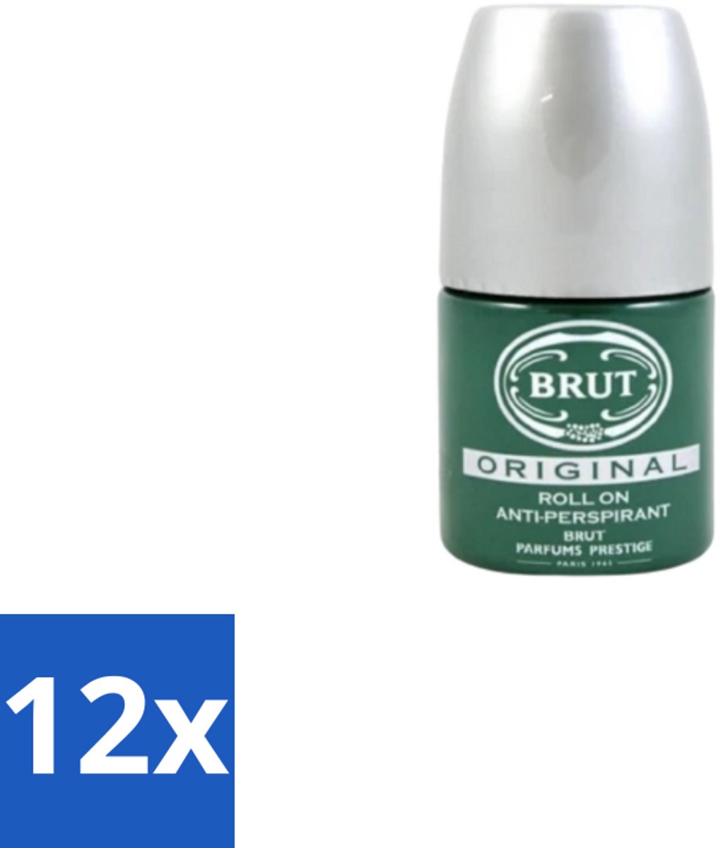 Brut – Deodorant Roll-On – Original – Glas – 50 ml - Voordeelverpakking - 12 stuks