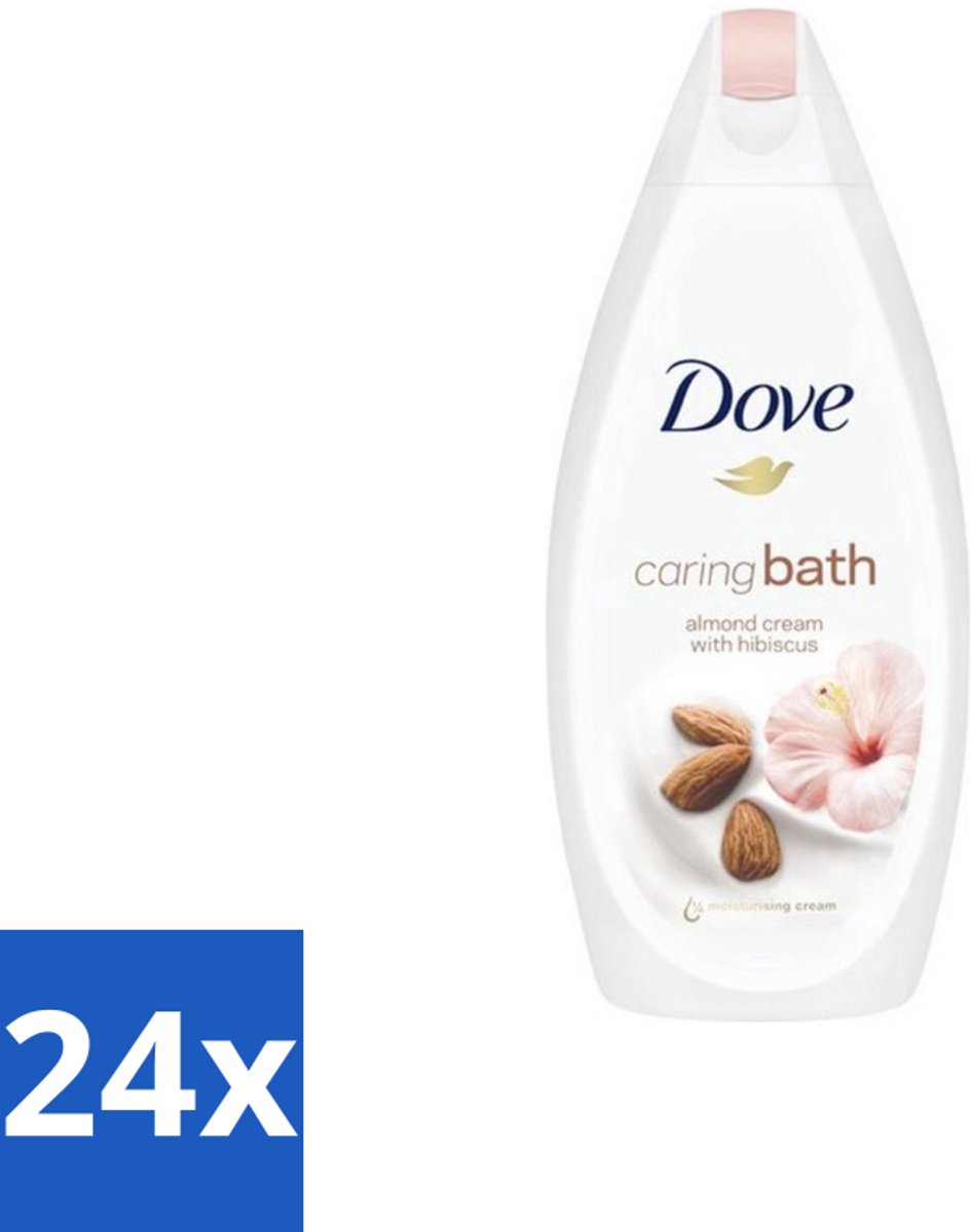 24 x Dove – Badcrème – Caring Bath Almond – 450 ml - Badcrème - Badcrème Voor Huid - Badcrème Voor Ontspanning - Badcrème Voor Gevoelige Huid - Badcrème Met Amandelmelk