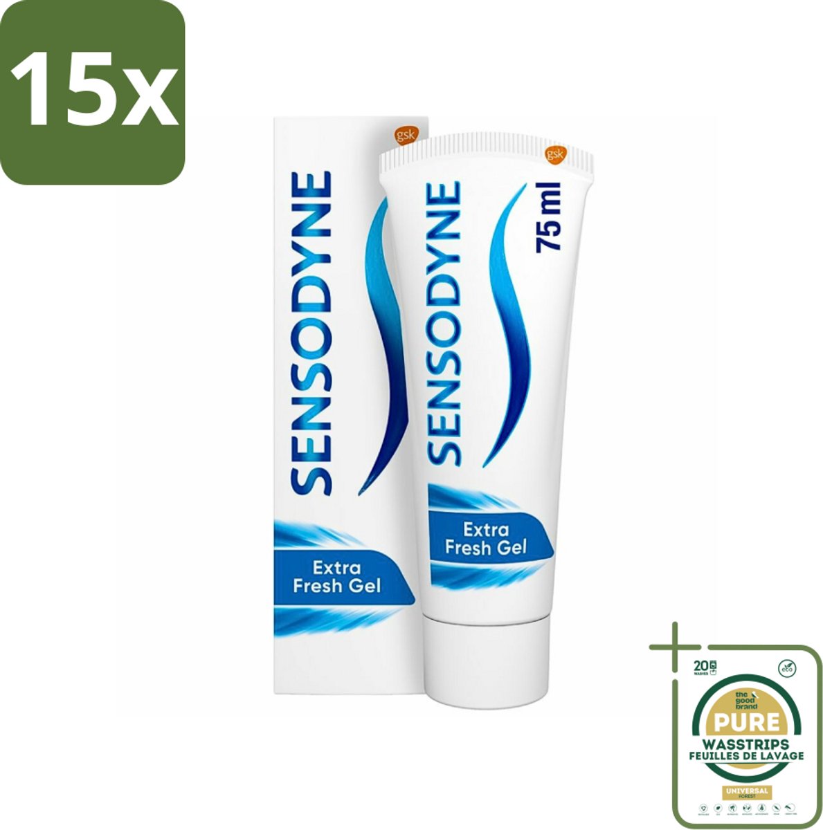 15 x Sensodyne - Tandpasta - Extra Fresh Gel - Voor Gevoelige Tanden - 75 ml - Grootverpakking - Gevoelige Tanden - Tandpasta - Gevoeligheid - Tandpasta Voor Gevoelige Tanden - Frisse Mond