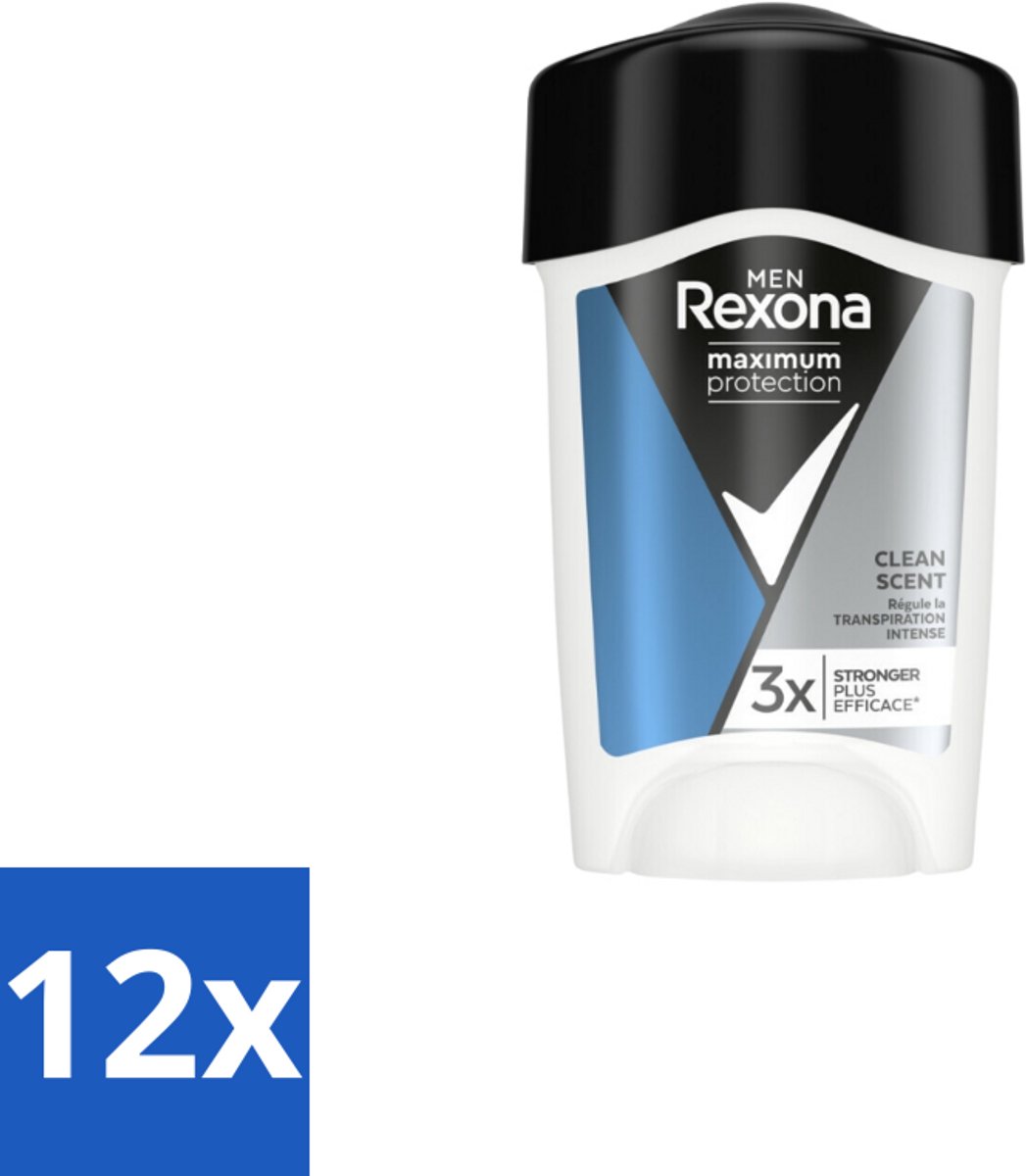 Rexona Men Deodorant Roller Maximum Protection Clean Scent 45 ml - Voordeelverpakking - 12 stuks
