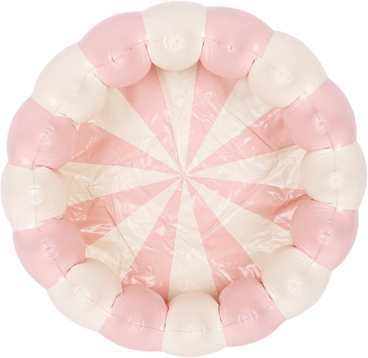 Opblaasbare Zwembad voor Kinderen, Kleine Draagbare PVC Pool voor Waterplezier Binnen en Buiten, Geschikt voor Kinderen Tot 1.2m (Roze Gestreept) met Speelballen en Zwemaccessoires