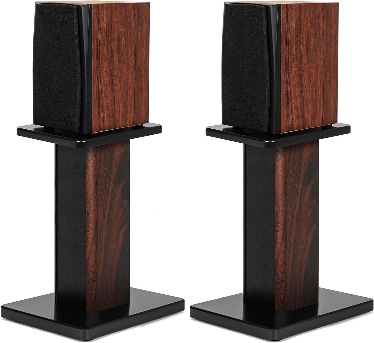 Luidsprekerstandaards - Hifi Ondersteuning - Geluid Verbeteren - Zandvulbaar Ontwerp - 40 cm Hoog - Houtnerf Bruin