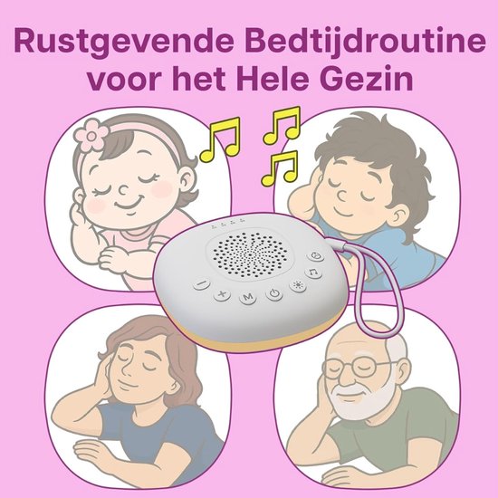 Verte White Noise Machine - 20 Rustgevende Geluiden - Timer - Oplaadbaar Via USB-C - Slaaphulp Met Nachtlampje Met Witte En Veelkleurige LED-Lampjes Voor Baby’s - Kinderen En Volwassenen - Wit van Verte — afbeelding 4