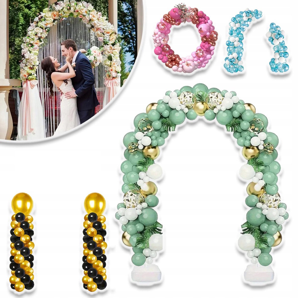 4-in-1 Boogbeugel Ballonhanger Met Vulbare Voet - 4 Configuraties Geen Gereedschap Nodig Veilig Verzwaard Ontwerp - Voor Bruiloften Verjaardagen Vrijgezellenfeesten En Schoolevenementen - Wit