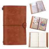 A6 notitieboek - Handnotitieboek - Dagboek - Strapped Journal - Reisdagboek - Agenda - Leren omslag - Planner - Meerdere pagina opties - Unisex - Geschikt voor kantoor, studie, reizen (20 x 12 cm - Lichtbruin)