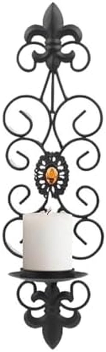 Muur Kandelaars - Kaarsenhouders Set - Woonkamer Decoratie - Diamant Encrusted - 2 stuks - Mat Zwart