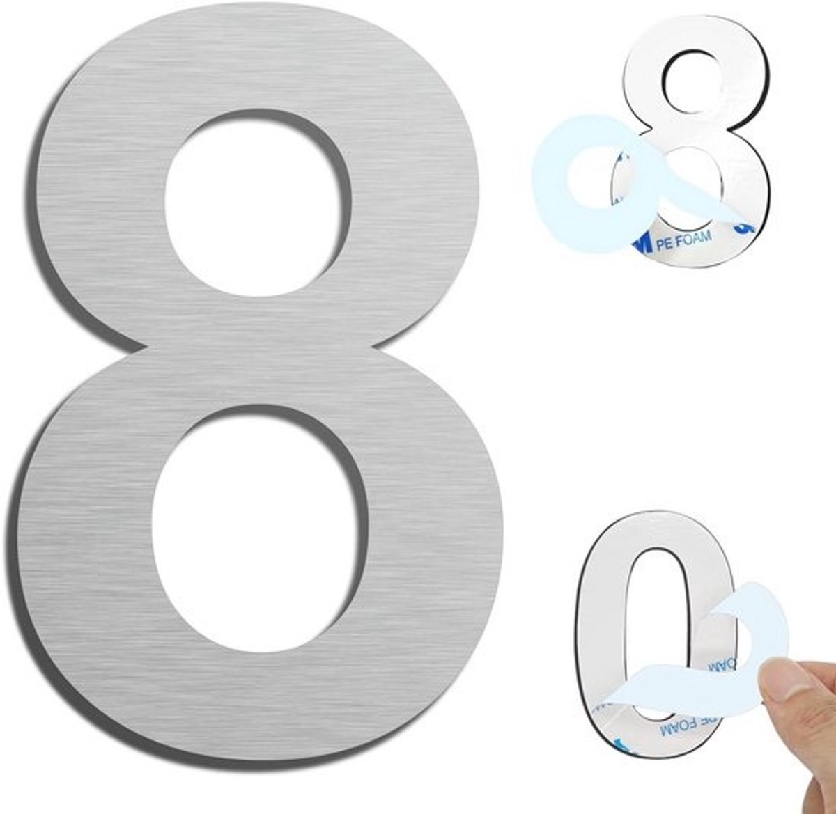 Huisnummers Zelfklevend Roestvrij Staal 15,24 cm - Weerbestendige Cijferstickers voor Deur en Brievenbus
