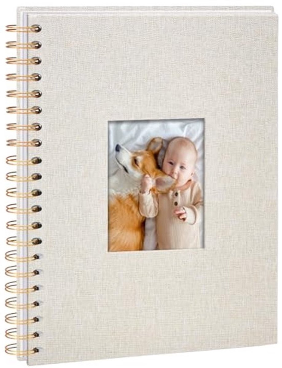 Linnen Fotoalbum 20,5 x 28 cm - Herinneringen Boek met 40 Witte Pagina's voor Reizen en Speciale Gelegenheden