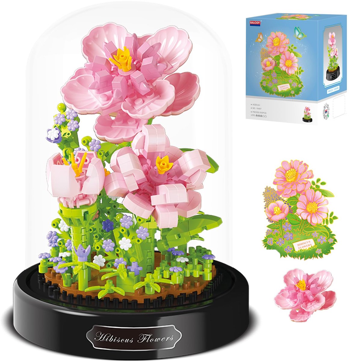 VONKELIOS®Bloemenboeket Bouwset, Mini Plant Bonsai Boom Bouwblokken voor Volwassenen, Botanische Collectie Cadeau voor Kinderen, Bloemdecoratie Bouwkit voor Thuis, Valentijn, Nieuwjaar en Verjaardagscadeau voor Jongens en Meisjes