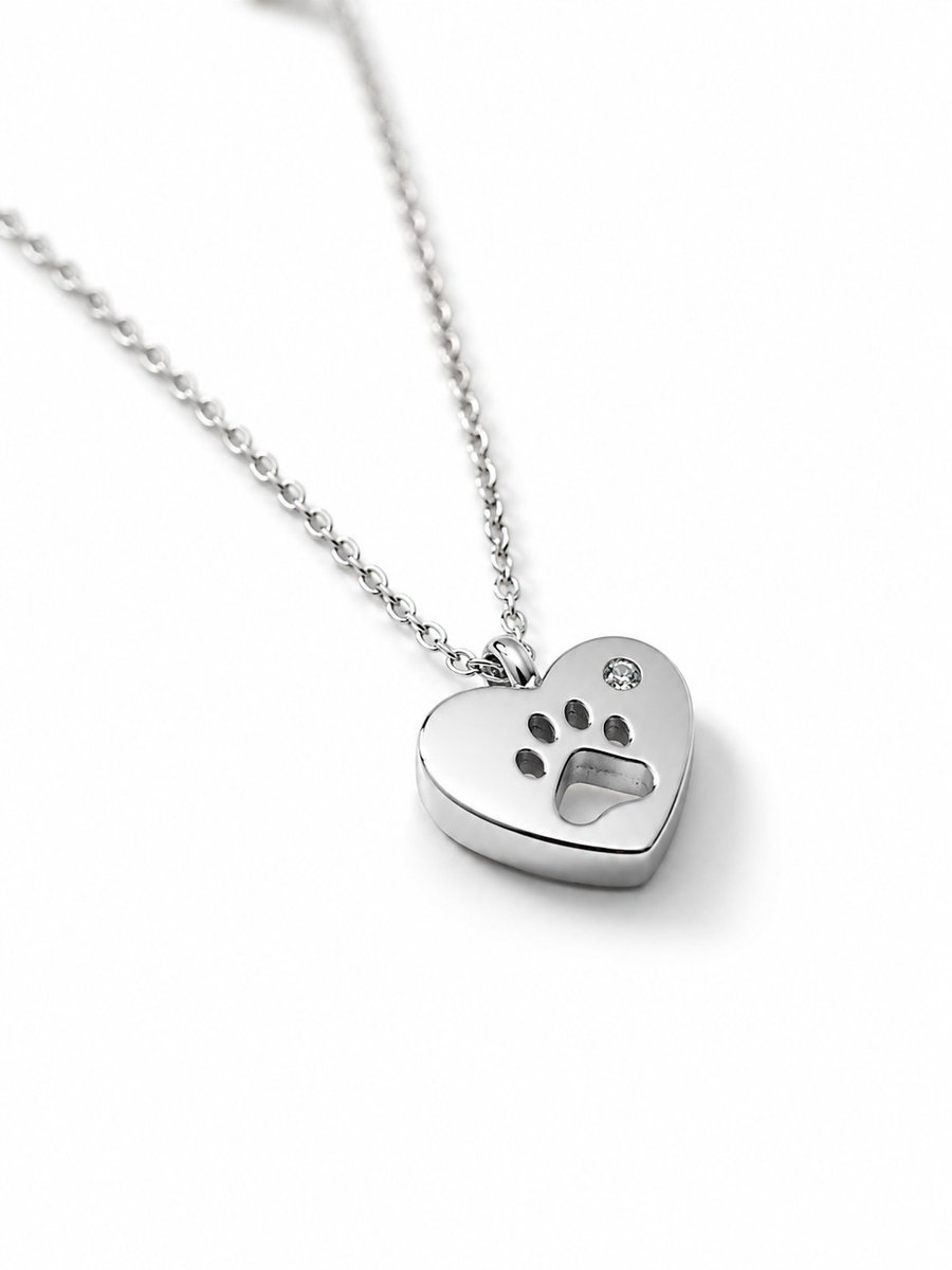 Ketting Meisje- Ketting Hondenpootje- Ketting Pootje- Zilveren Ketting Meisje Hond- Ketting Hartje- Dierenketting- Cadeau Meisje- LiLaLove Kind