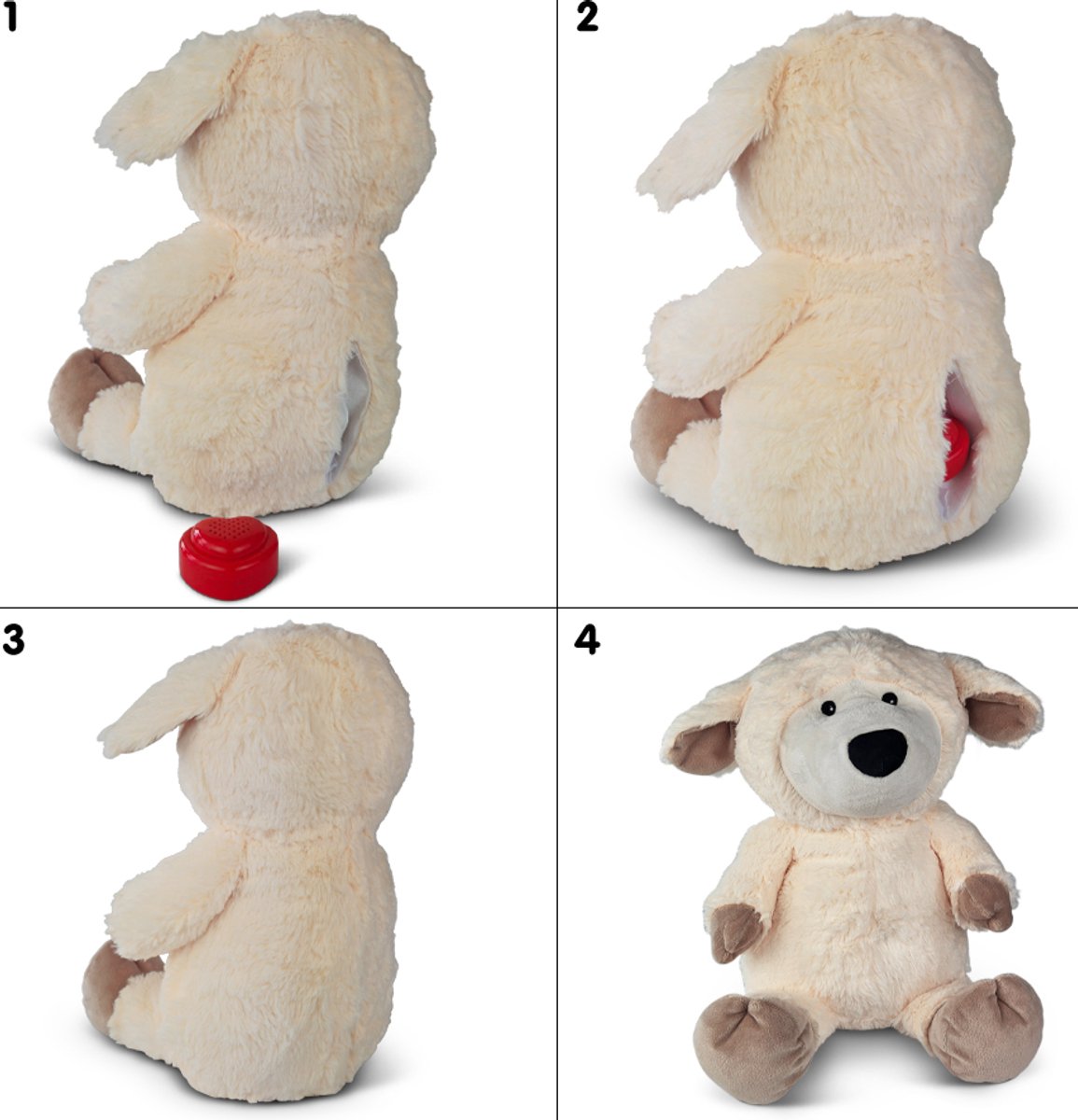 Knuffel met jouw ingesproken bericht [MP3 + Microfoon] | Schaap knuffel 45cm | Inclusief Voice Recorder | Cadeau: Valentijn – Moederdag – Vaderdag – Kraamcadeau | Knuffel met geluid met jouw eigen stem | Knuffel Boodschap – Message in a Cuddle — afbeelding 3