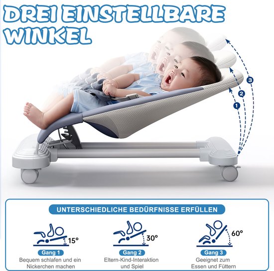 Baby Schommelstoel Wipstoel Kinderstoel Baby Relaxstoel met Piano Speelgoed Verstelbare Babystoel voor Voeden Spelen en Slapen — afbeelding 5