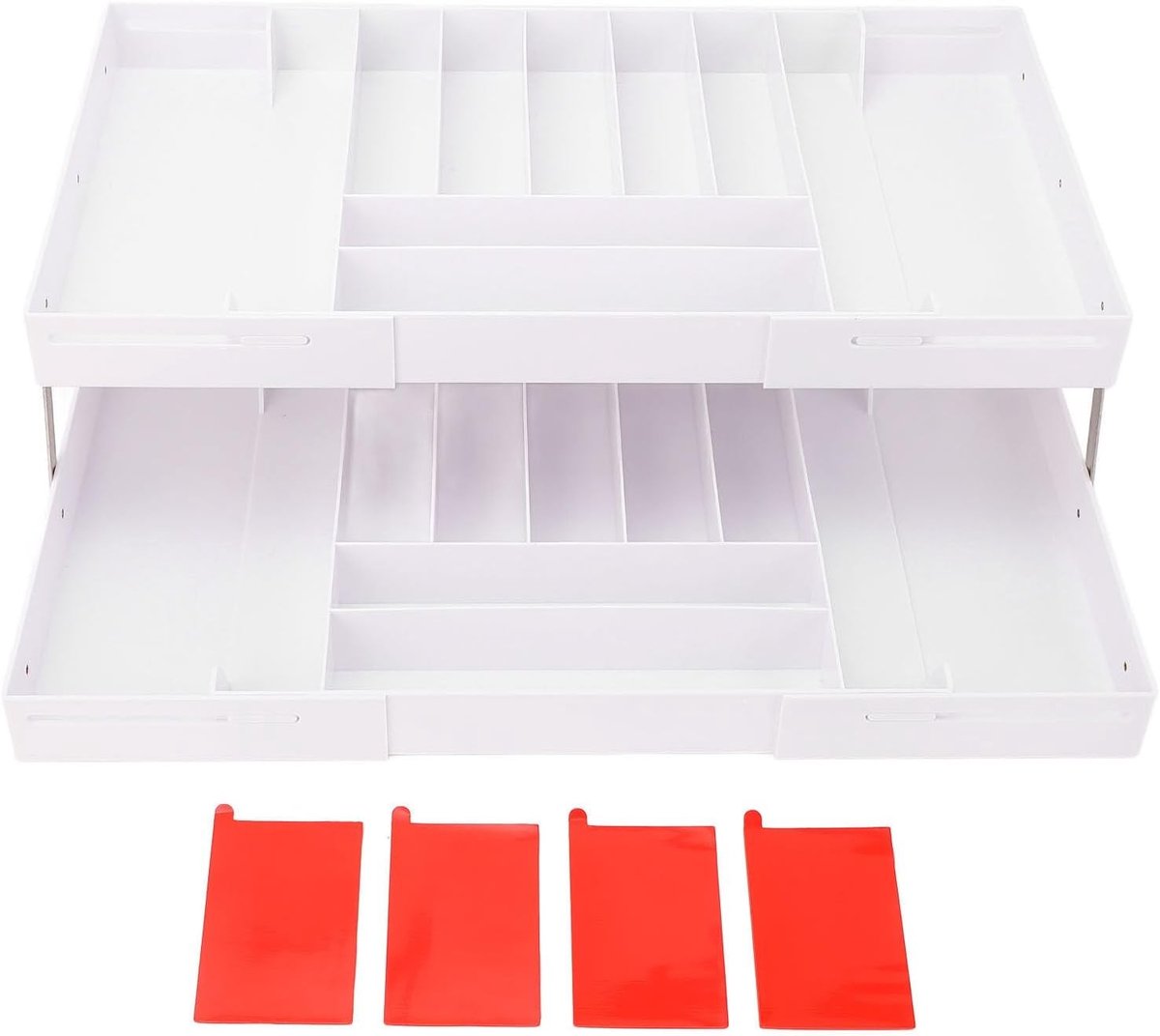 Uitbreidbare 2-laags lade-organizer voor bureau, multifunctionele organizer voor make-up, sieraden en kantoorbenodigdheden, wit
