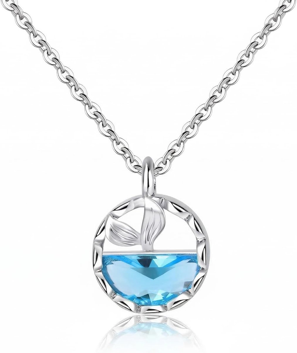 Fishtail Ketting met Cubic Zirconia, Zeemeermin Thema, Perfect Cadeau voor Vrouwen en Meisjes, Verjaardag, Strandstijl, Modeaccessoire