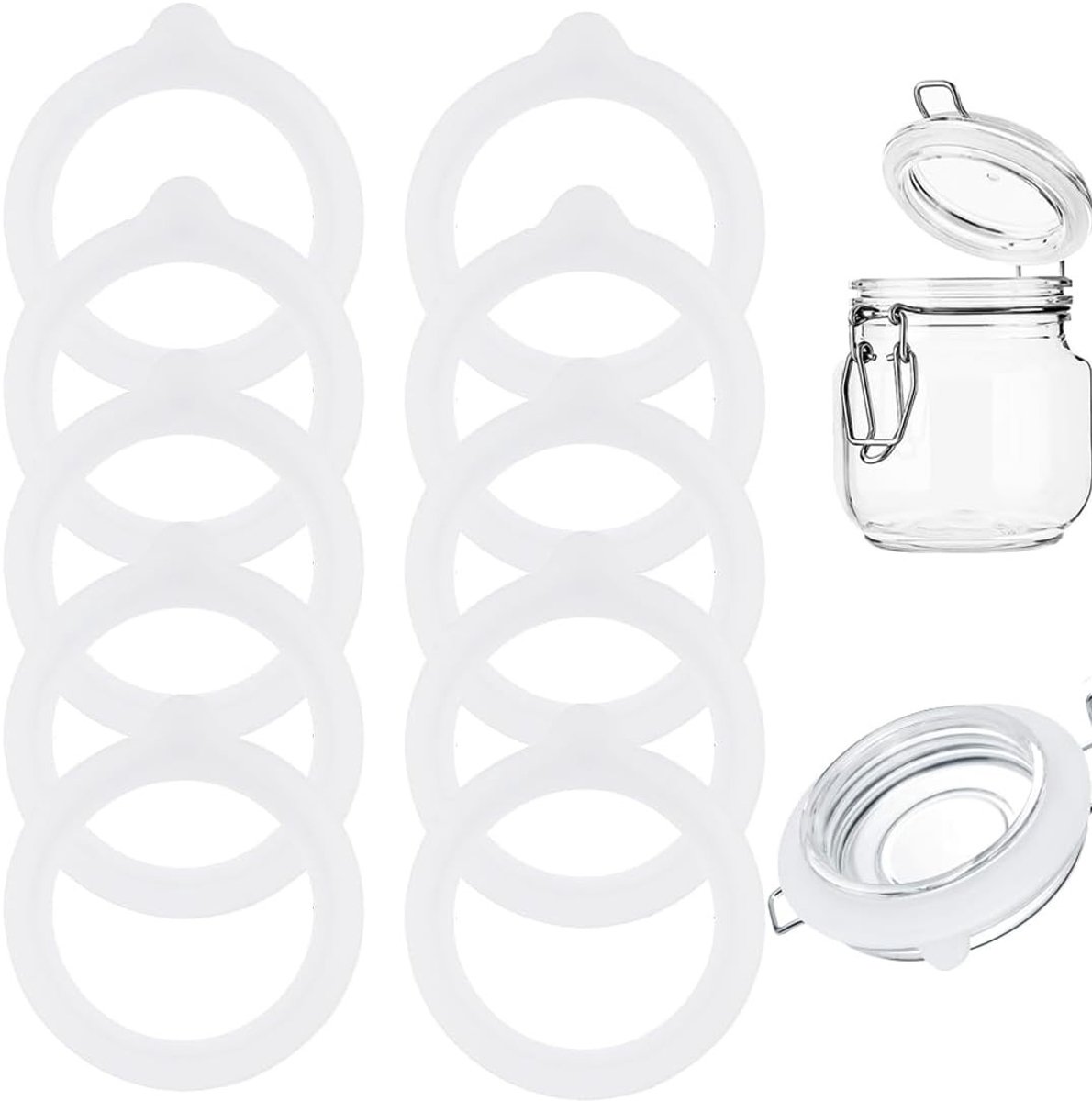 Set van 10 Siliconen Afsluitringen voor Inmaakpotten - Lekvrije Sealing Rings 68x94mm, Ideaal voor Bewaren en Inmaken