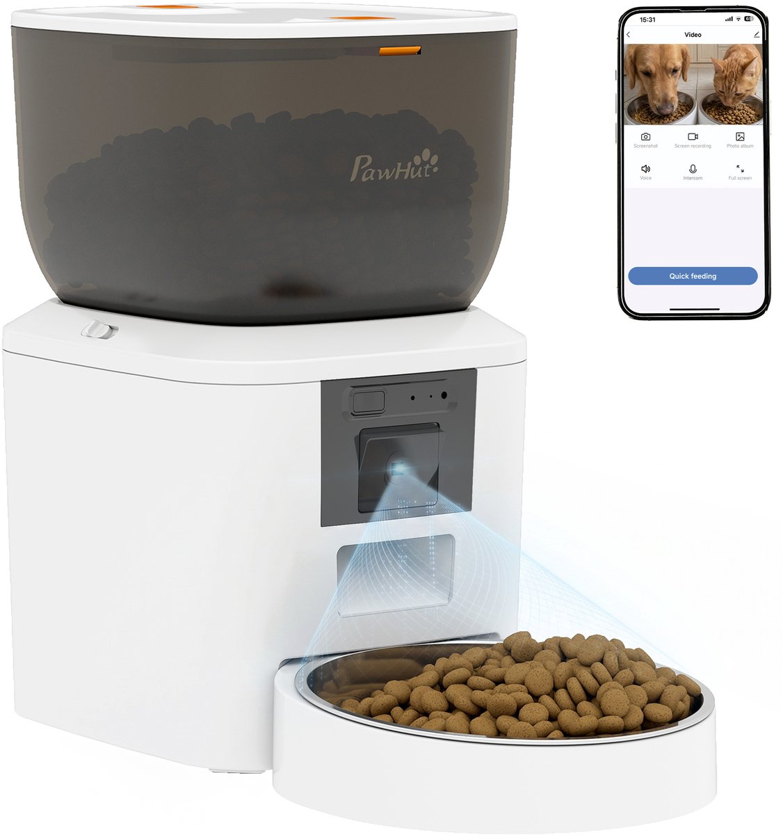 Automatische Voerbak Kat en Hond met Camera WiFi Voerdispenser 4L 2.4G