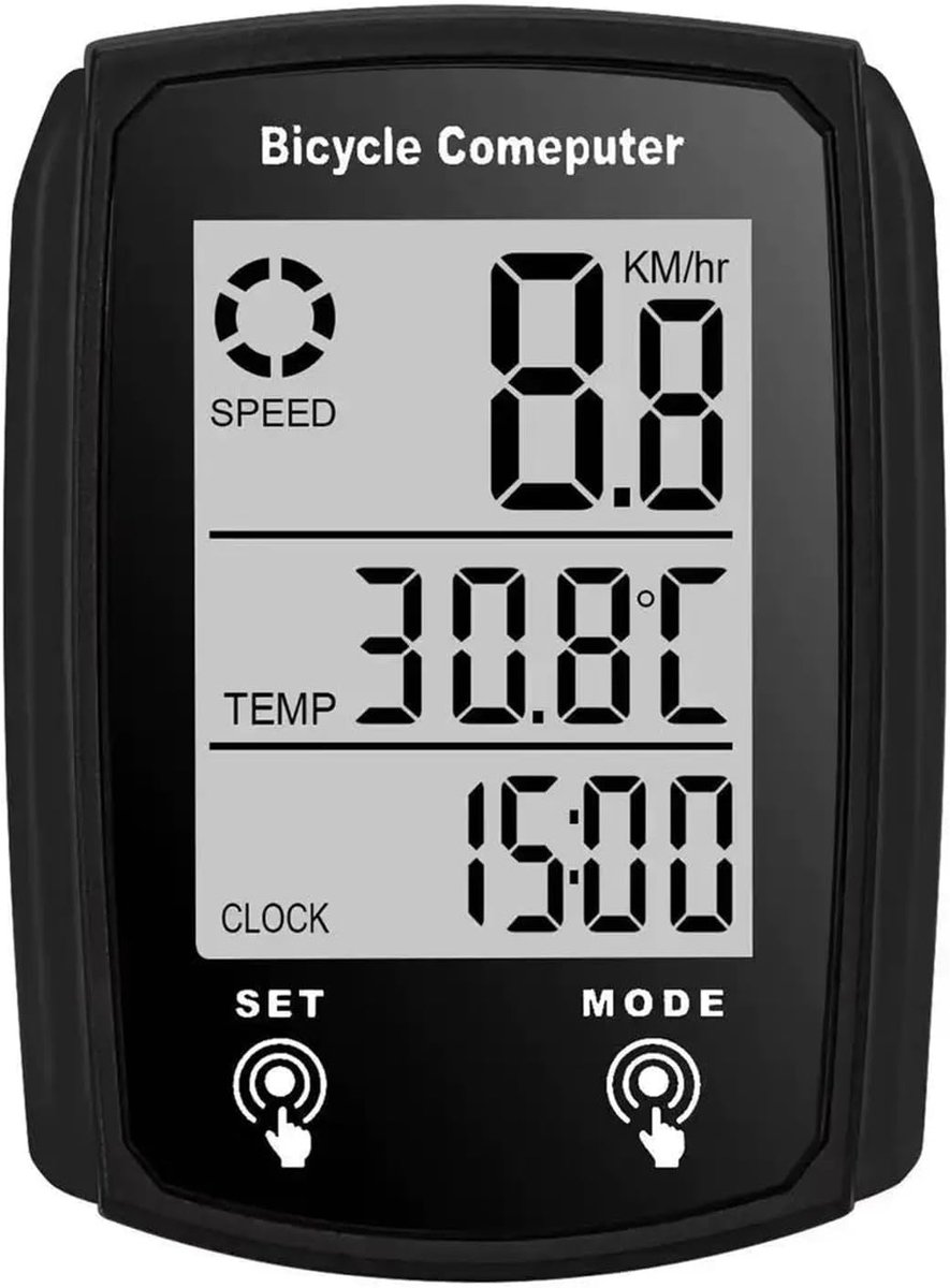 ECTEATOY® Fietscomputer Draadloos - Kilometerteller Fiets met Groot Scherm - Waterdicht - 20 Functies– Eenvoudig te Installeren