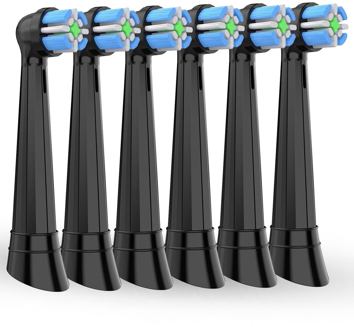 IO tandenborstel kopjes geschikt voor Oral B IO serie 2-10 - individueel verpakt - medium zachte borstelharen - 180° draaibaar - reinigend - voor het hele gezin - zwart 6 stuks