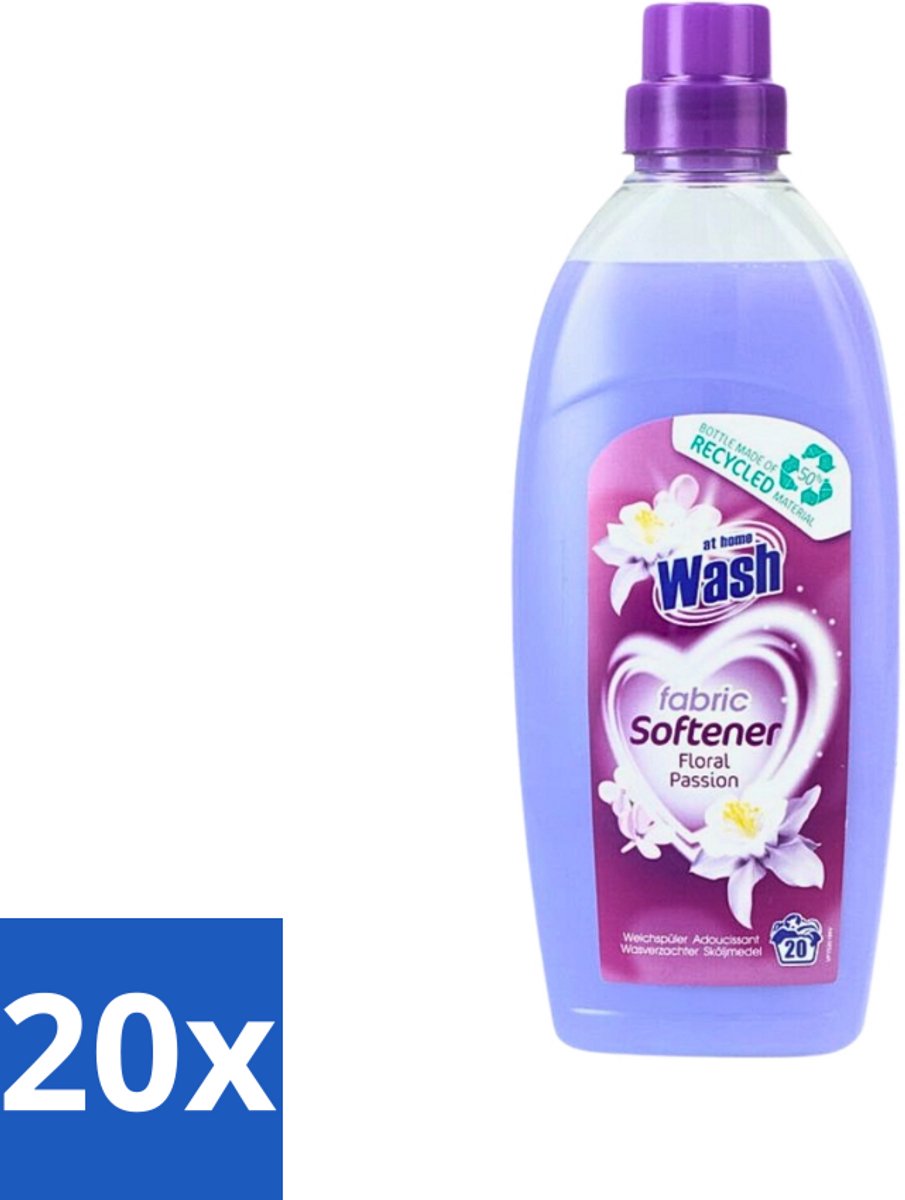 20 x At Home - Wash - Wasverzachter - Floral Passion - 20 Wasbeurten - Wasverzachter - Wasverzachter Floral Passion - Wasverzachter Voor Kleding - Wasverzachter Voor Alle Stoffen - Wasverzachter Voor Katoen