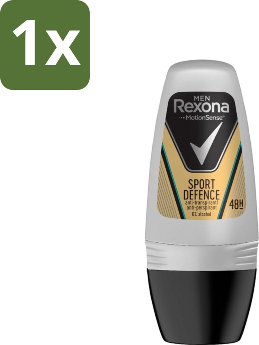 1 x Rexona Men - Sport Defence - Deo Roll-on - 50 ml - Sport Deodorant - Zweetgeur - Actieve Mannen - Deodorant Voor Mannen - Droge Oksels