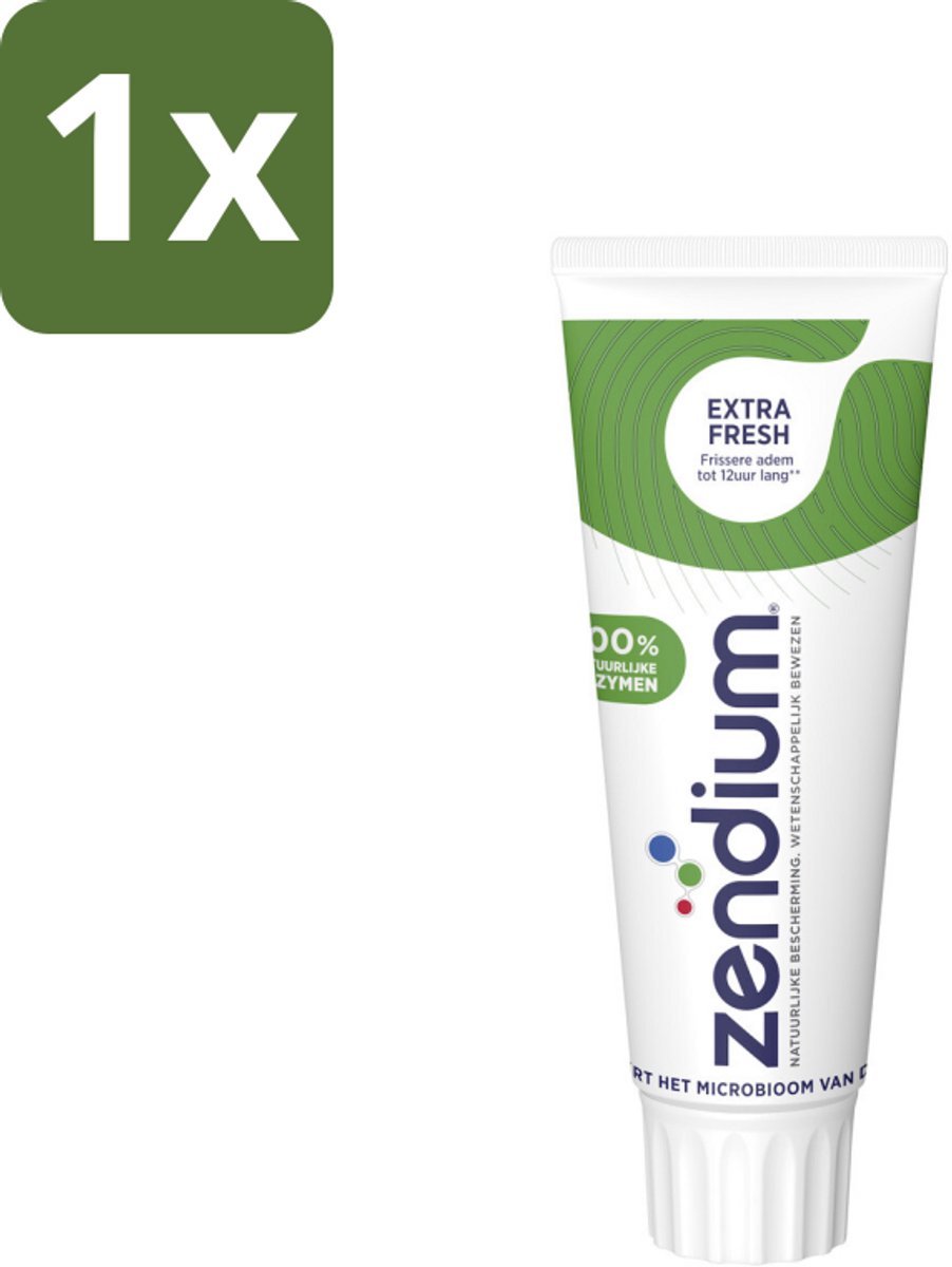 1 x Zendium Tandpasta Extra Fresh 75 ml - Tandpasta - Enzymen - Natuurlijke Tandpasta - Mondgezondheid - Fluoride