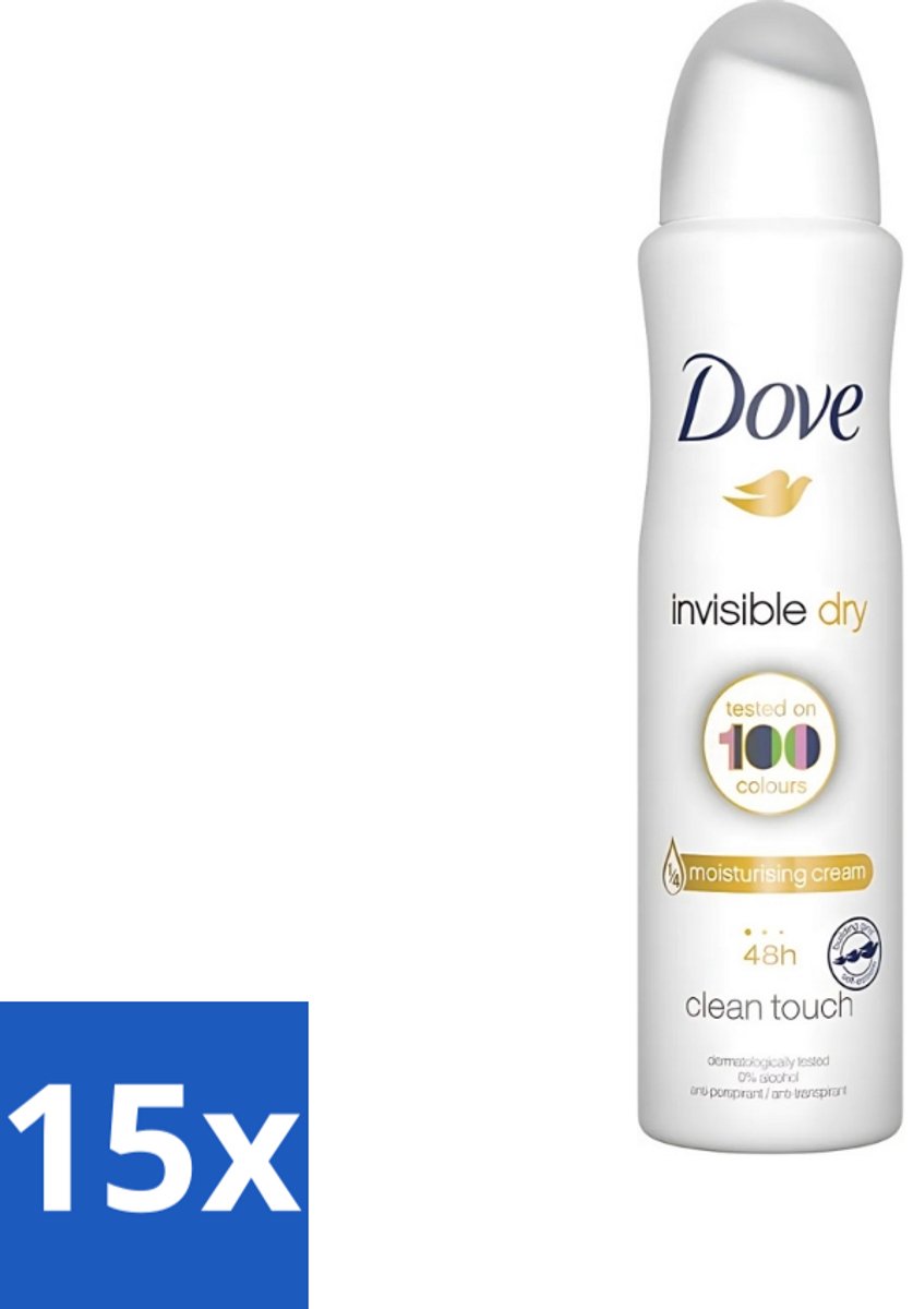 15 x Dove - Deodorant - Invisible Dry - Onzichtbare bescherming - 250 ml - Onze Bescherming - Onzichtbaar - Zweet En Geur - Vlekken - Donkere Kleding