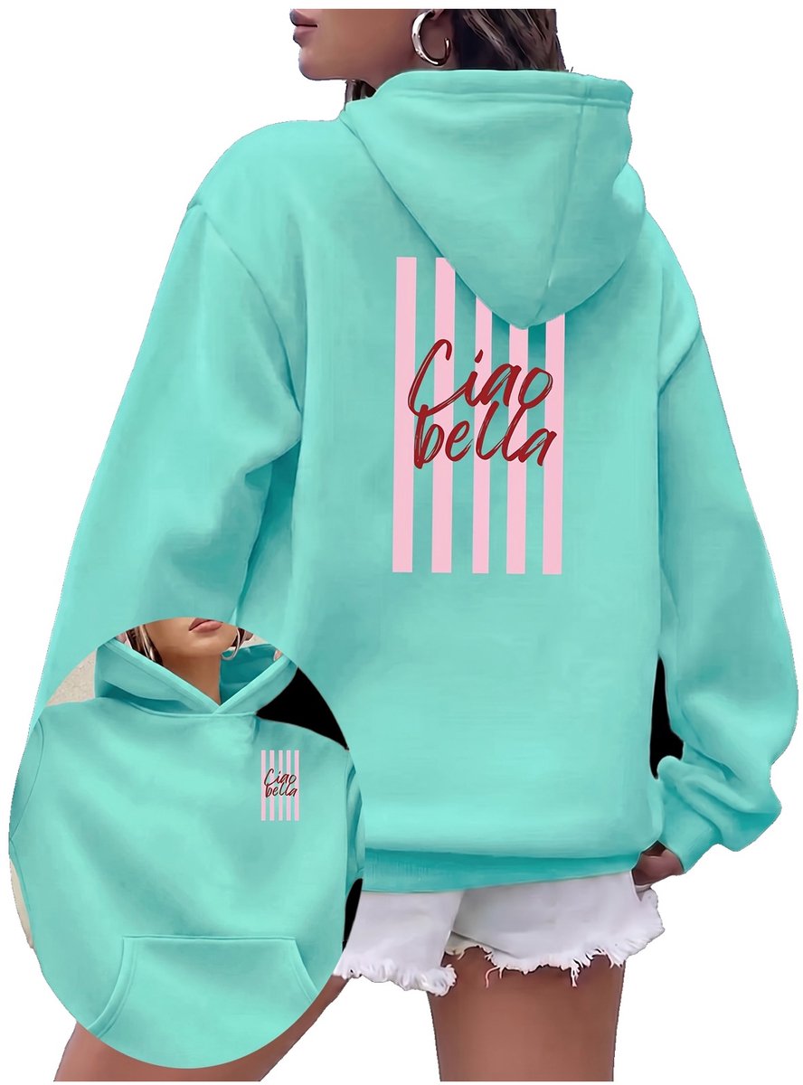 Currero Hoodie Dames Warme Hoodie Met Capuchon Comfortabele Sweater Casual Trui Pullover Damestrui Blauw