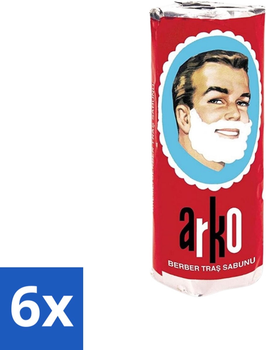 6 x Arko - Scheerzeep - Verzorgt en Beschermt de Huid - 75 ml - Scheerzeep - Scheermes - Schuim - Traditioneel Scheren - Turkse Scheerzeep