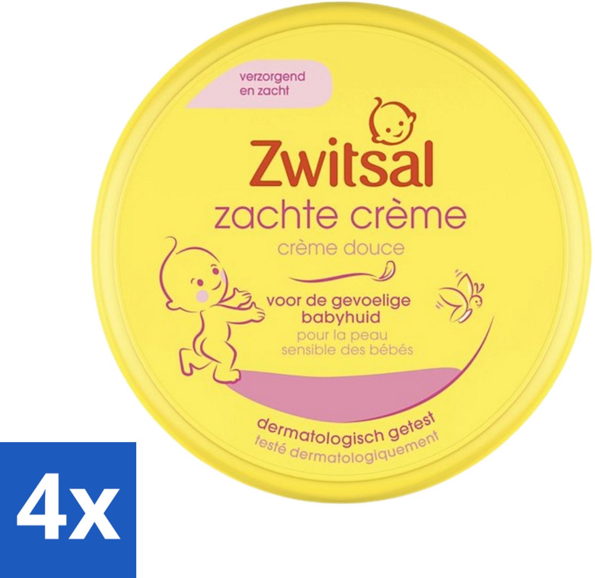 4 x Zwitsal - Zachte Crème - Babyverzorging - Huidvriendelijke pH - Hydraterend - 200 ml - Babyhuid Verzorging - Zwitsal Crème - Hydraterende Crème - Vitamine E - Huidvriendelijk