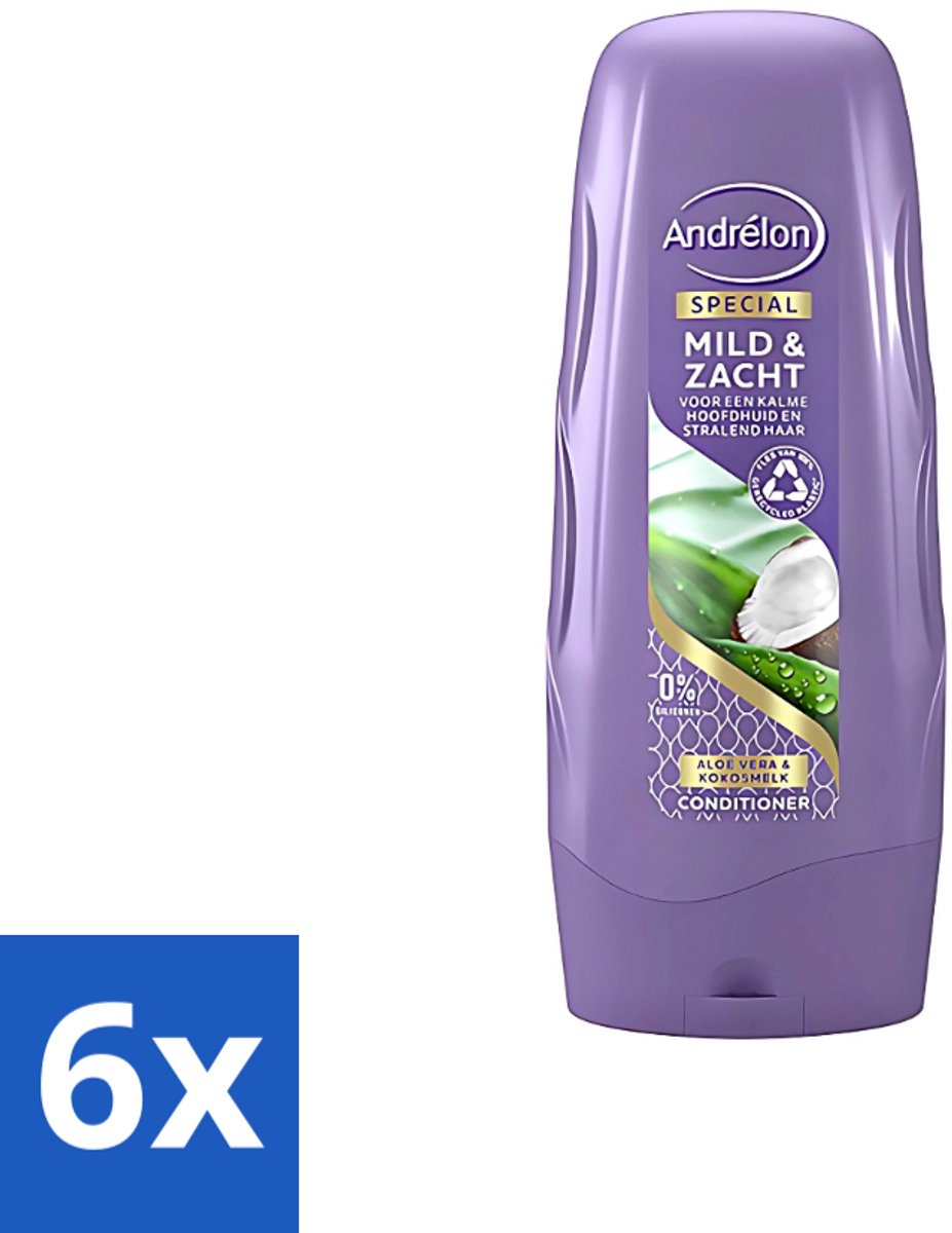 6 x Andrélon - Mild & Zacht - Conditioner - Voor Gevoelige Hoofdhuid - 300 ml - Gevoelige Hoofdhuid - Droge Hoofdhuid - Mild Haarverzorging - Zachte Haar - Glanzend Haar