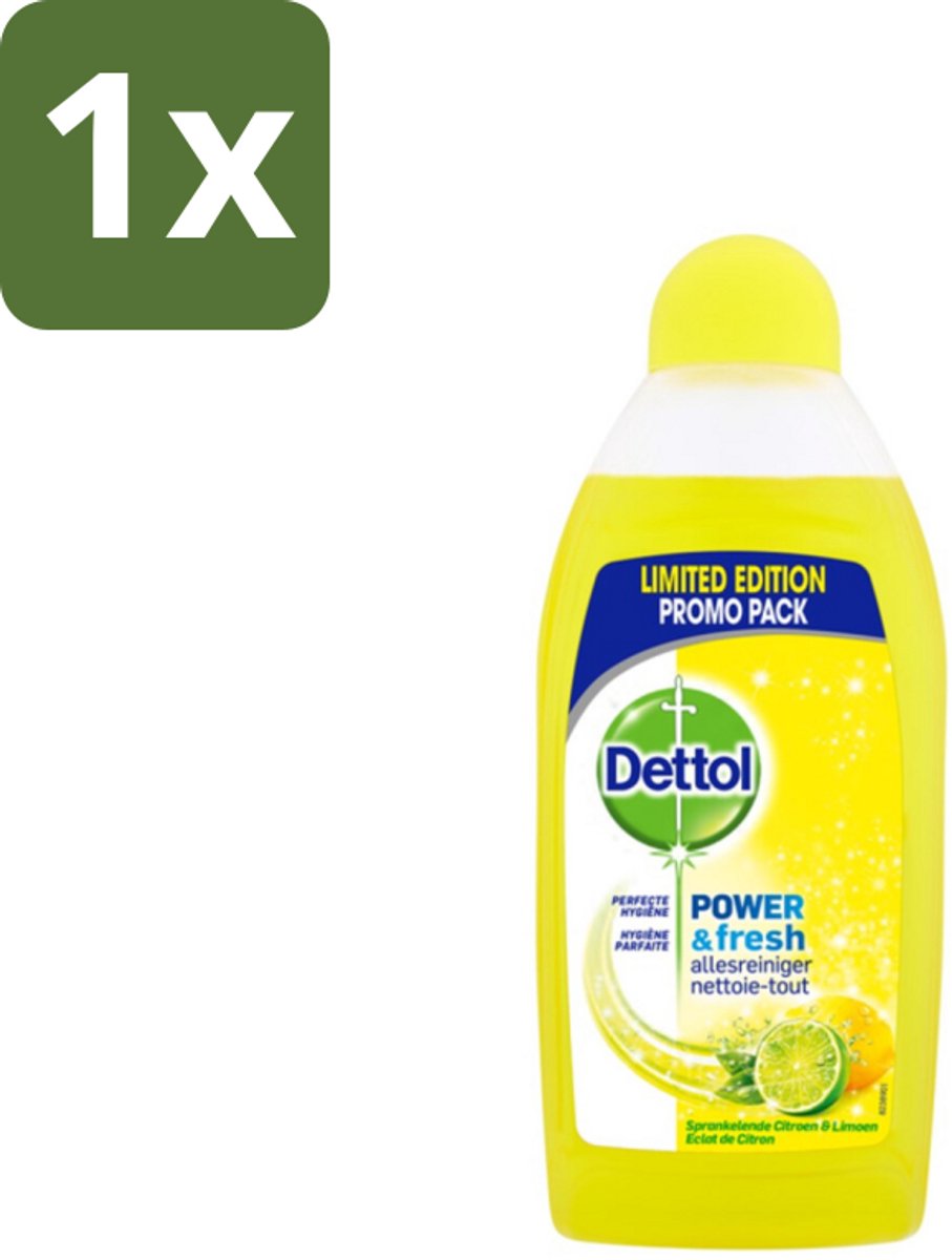 1 x Dettol Power & Fresh Allesreiniger Citrus 500 ml - Allesreiniger - Vet Verwijderen - Voedselresten Verwijderen - Badkamervuil Verwijderen - Citroengeur