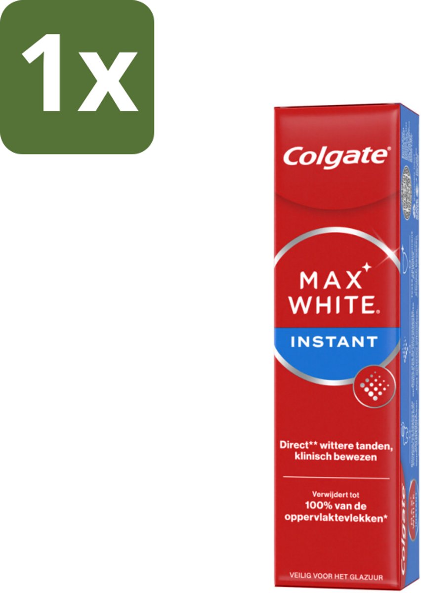 1 x Colgate Tandpasta Max White Optic 75 ml - Tandpasta - Witte Tanden - Optische Whitening - Direct Wittere Tanden - Tanden Poetsen