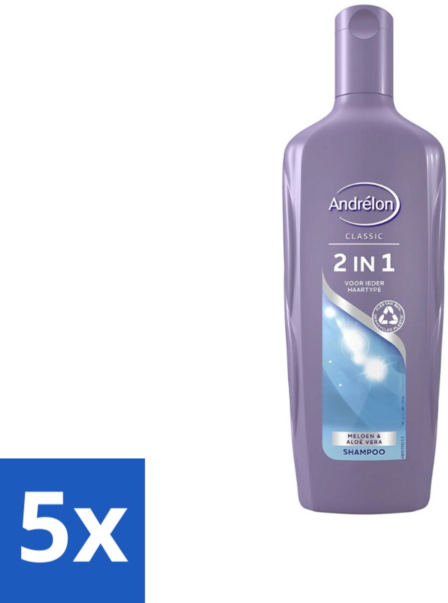 5 x Andrélon - 2-in-1 - Shampoo - Voor Snel & Effectief Wassen - 300 ml - 2-in-1 Shampoo Conditioner - Snel Wassen - Effectief Wassen - Haar Reinigen - Haar Verzorgen