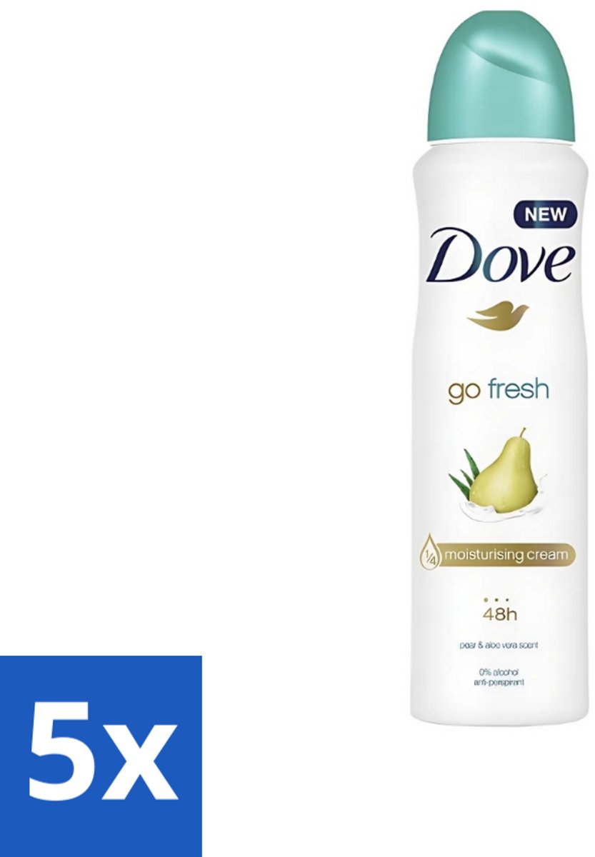 5 x Dove - Deodorant - Spray Go Fresh Pear & Aloe - Frisse en verzorgende geur - 250 ml - Dove Deodorant Spray - Anti-transpirant Spray - Frisse Geur - Peer En Aloë Vera - Oksel Verzorging