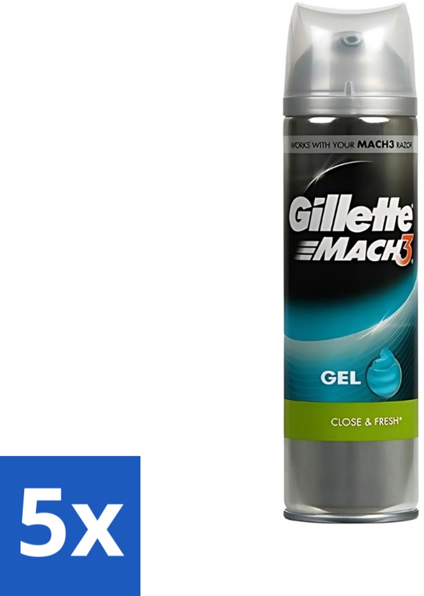 5 x Gillette - Mach3 - Scheergel - Complete Defense Extra Comfort - Verzorgend - 200 ml - Scheergel - Complete Defense - Extra Comfort - Huid Verzorging - Gevoelige Huid