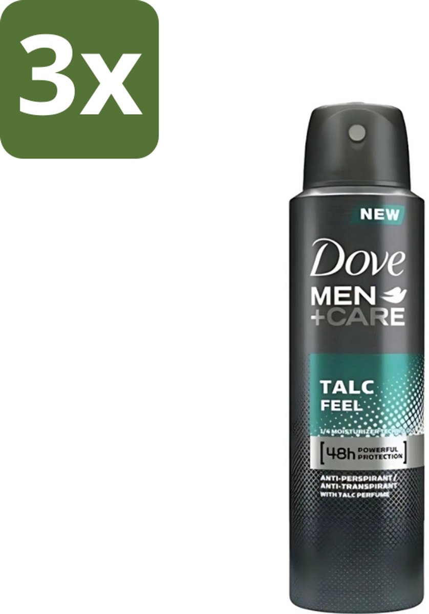 3 x Dove - Deodorant - Men Care Talc Feel - Zachte en verzorgende bescherming - 150 ml - Deodorant Spray - Zweetbescherming - Frisheid - Huidbescherming - Men Care