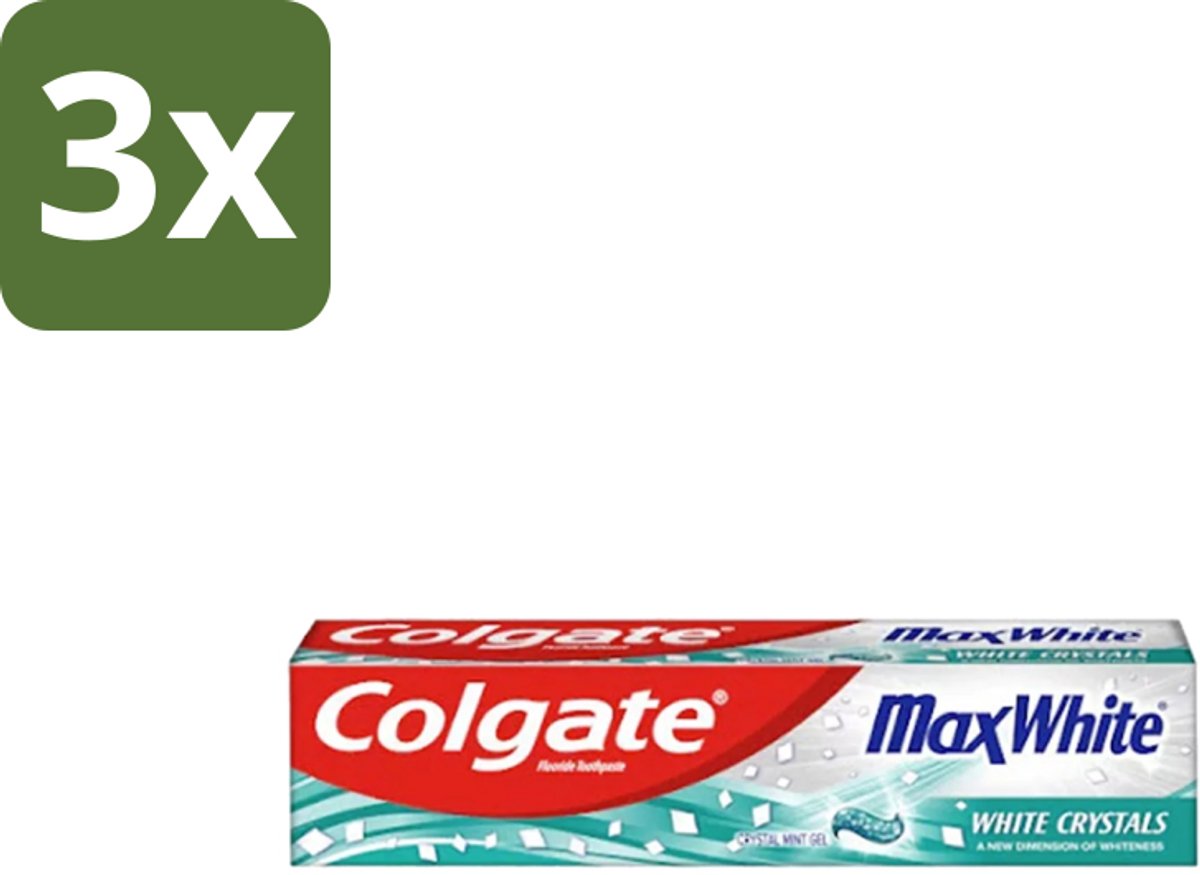 3 x Colgate - Max White - Whitening Crystals - Tandpasta - 100ml - Tandpasta - Witte Tanden - Whitening Crystals - Tanden Witter Maken - Vlekverwijdering