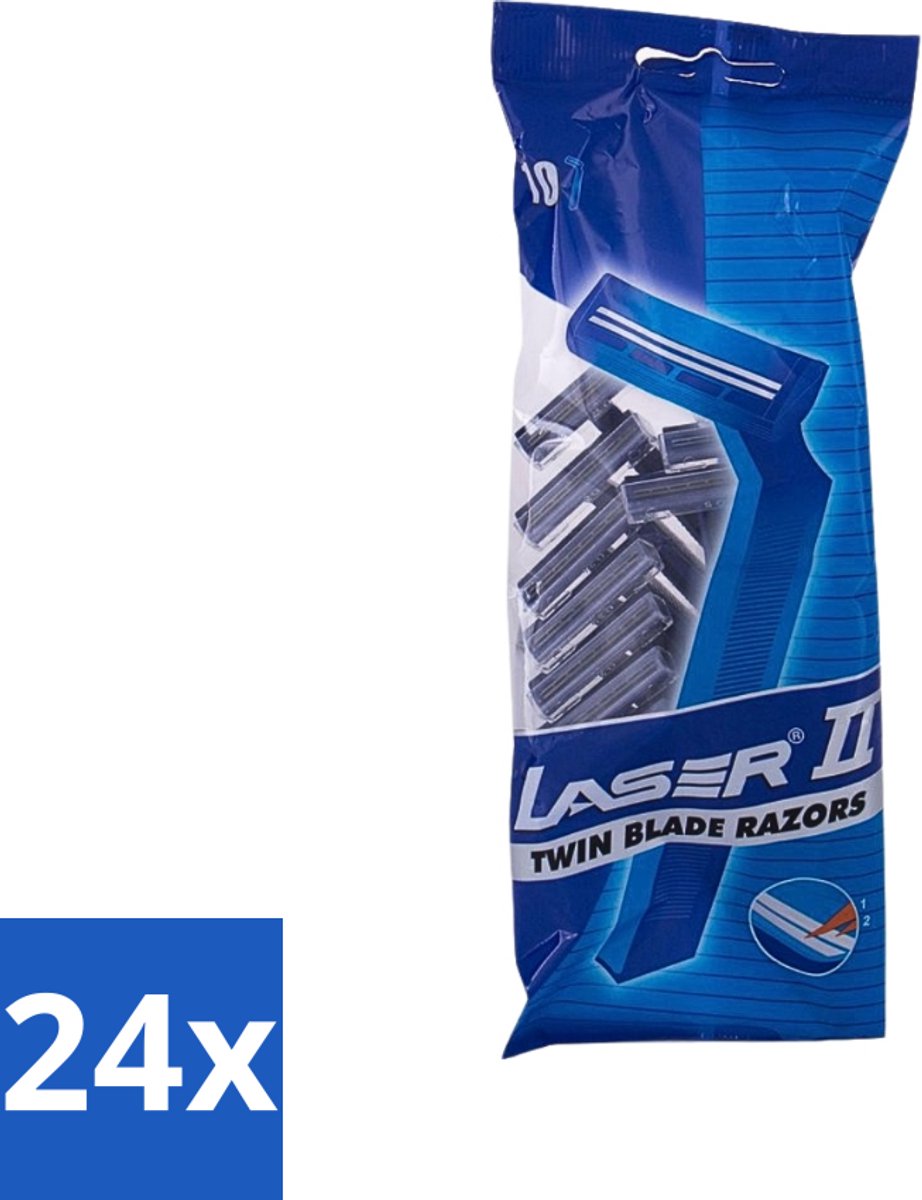 Laser 2 - Ready Razor - Wegwerp - Voor Mannen - 10 Mesjes - Voordeelverpakking - 24 stuks