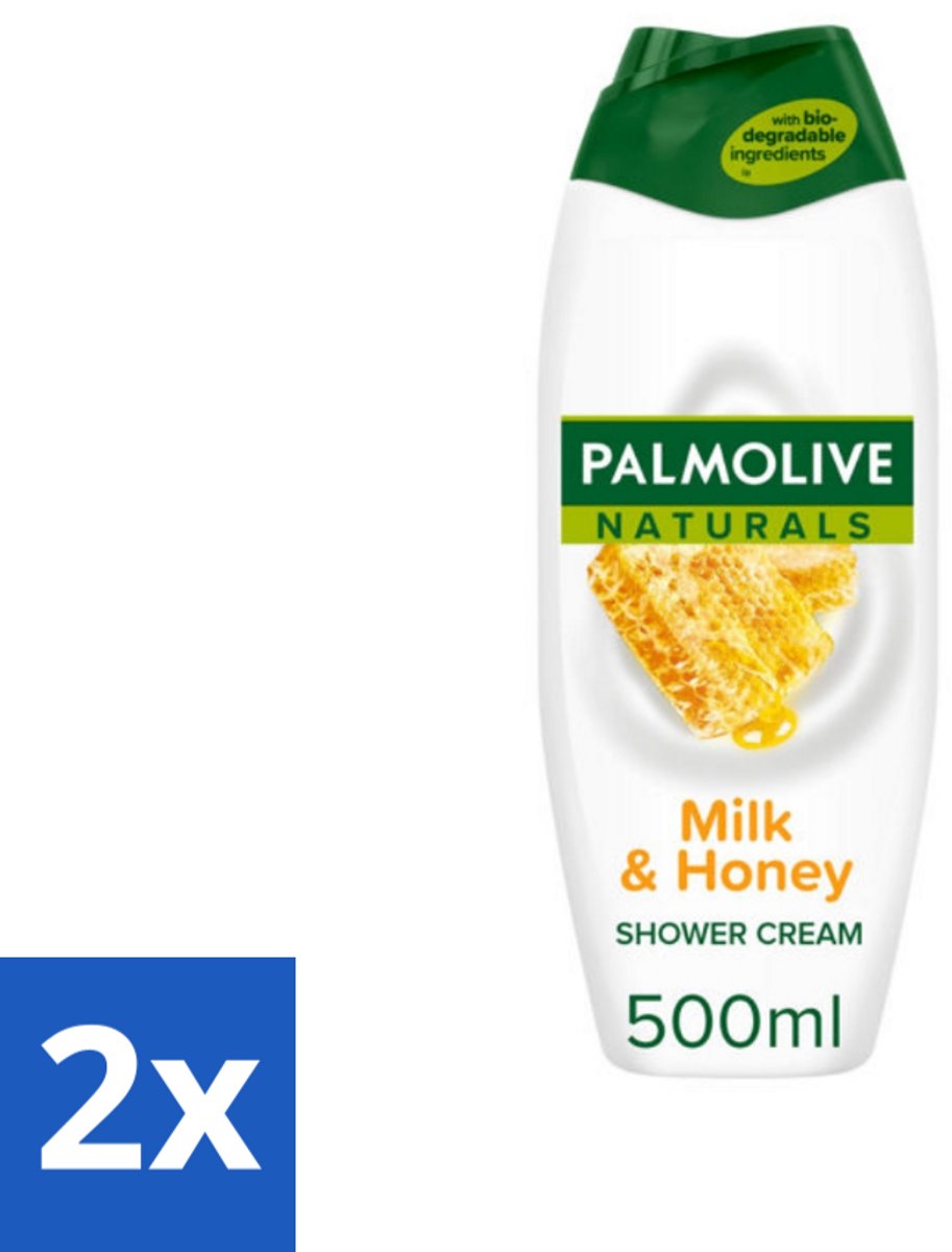 2 x Palmolive Naturals - Douchecrème - Melk & Honing - 500 ml - Douchegel Melk Honing - Natuurlijke Douchegel - Melk En Honing Douchegel - Hydraterende Douchegel - Verzorgende Douchegel