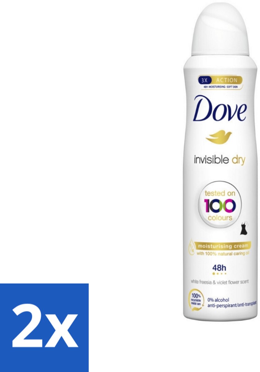 2 x Dove - Deodorant - Spray Invisible Dry - Onzichtbare bescherming - 250 ml - Dove Invisible Dry - Onzichtbare Vlekken - Deodorant Spray - Zweet En Geur - 48 Uur Bescherming