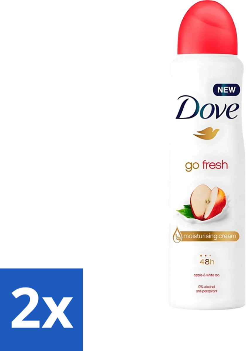 2 x Dove - Deodorant - Go Fresh Apple & White Tea - Verfrissend en fruitig - 250 ml - Dove Go Fresh Apple & White Tea - Deodorant Spray - Fris Geur - Zweet En Geur Bescherming - Alcoholvrije Deodorant